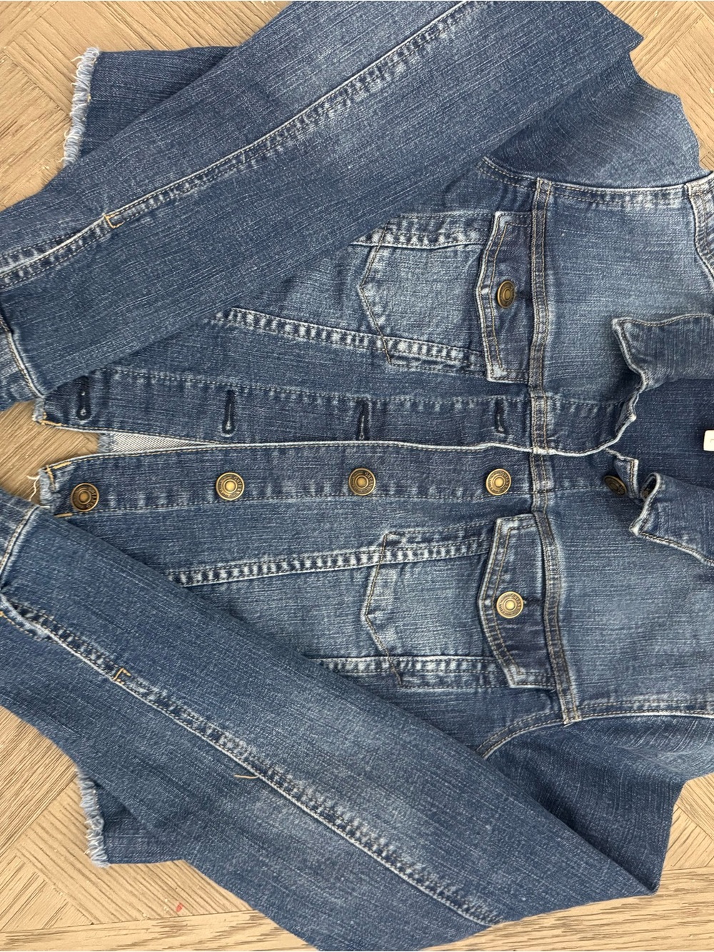 Shyanne Medium Blue Distressed Denim Jacket - Women